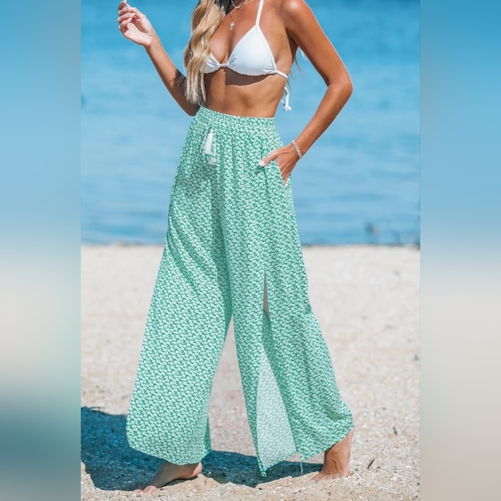 Cupshe Green Patterned Wide-Leg Pants